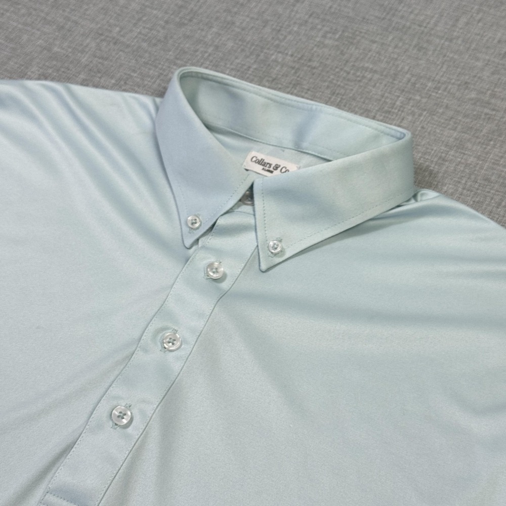 Collars & Co. Polo Shirt Mens XL Light Blue Short Sleeve Polyester Performance